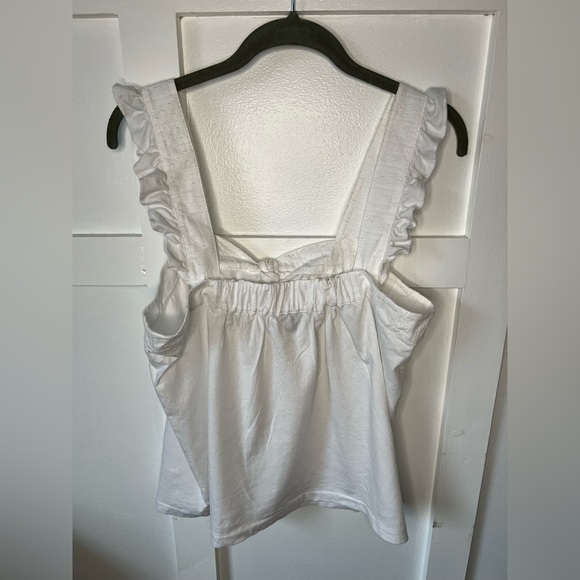 Women’s Medium J. Crew t shirt tank blouse white bow frill straps EUC - Picture 7 of 7